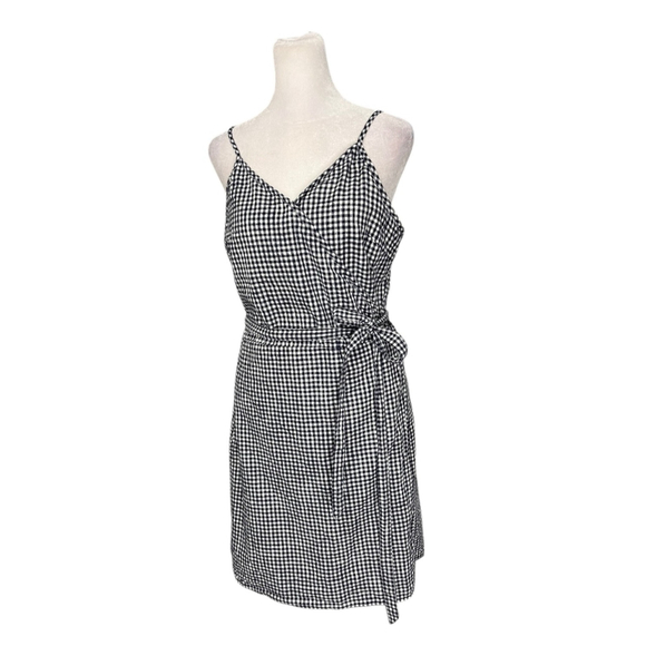 Aerie Navy Blue Gingham Wrap Strappy Summer Dress Size XL - Picture 5 of 8